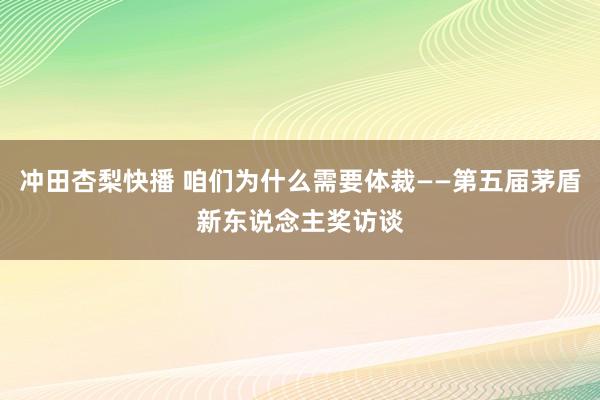 冲田杏梨快播 咱们为什么需要体裁——第五届茅盾新东说念主奖访谈