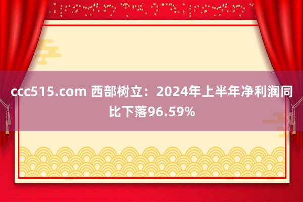 ccc515.com 西部树立：2024年上半年净利润同比下落96.59%