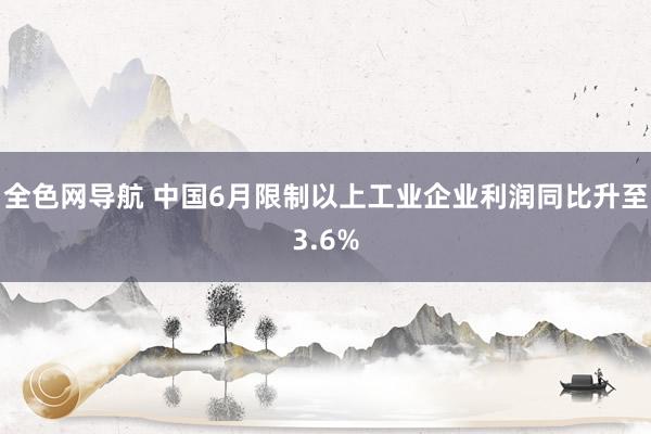 全色网导航 中国6月限制以上工业企业利润同比升至3.6%