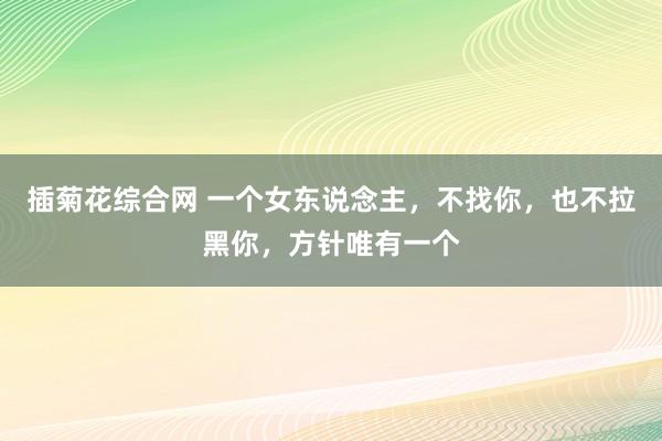 插菊花综合网 一个女东说念主，不找你，也不拉黑你，方针唯有一个