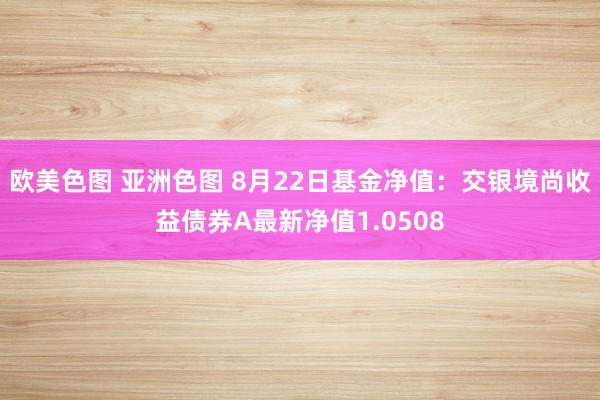 欧美色图 亚洲色图 8月22日基金净值：交银境尚收益债券A最新净值1.0508