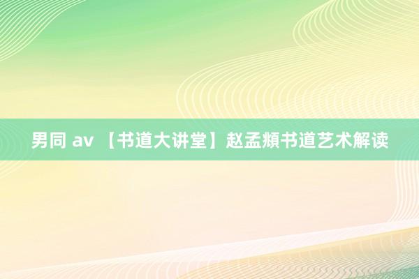 男同 av 【书道大讲堂】赵孟頫书道艺术解读